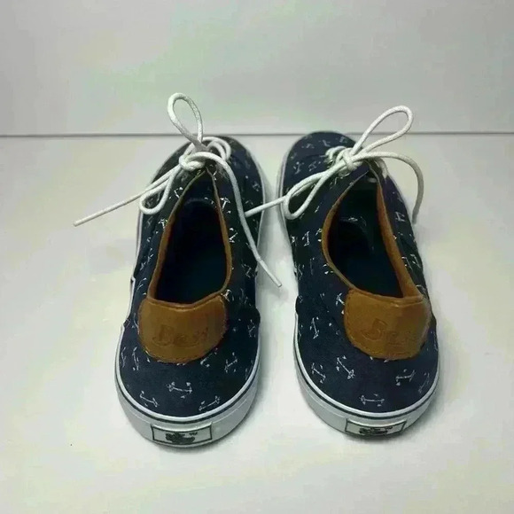 G.H. Bass Navigate Anchor Print Sneakers Boat Shoes Size 7.5 Navy - Picture 3 of 9